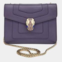 Pre Owned Bvlgari Purple Leather Serpenti shoulder bag