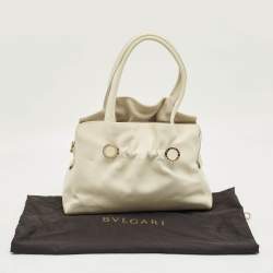 Pre Owned Bvlgari White Leather Twist Tote