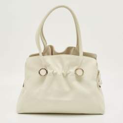 Pre Owned Bvlgari White Leather Twist Tote