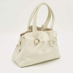 Pre Owned Bvlgari White Leather Twist Tote