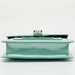 Pre Owned Bvlgari Turquoise Blue Patent Leather Small Serpenti Forever Flap Shoulder Bag