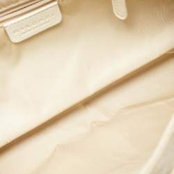 Pre Owned Bvlgari Beige/White Canvas and Leather Logomania Tote