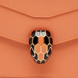 Pre Owned Bvlgari Light Orange Leather Serpenti Top Handle Bag