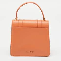 Pre Owned Bvlgari Light Orange Leather Serpenti Top Handle Bag