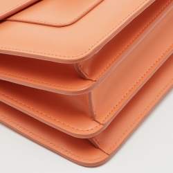 Pre Owned Bvlgari Light Orange Leather Serpenti Top Handle Bag