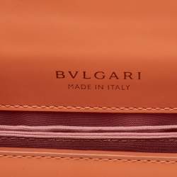 Pre Owned Bvlgari Light Orange Leather Serpenti Top Handle Bag
