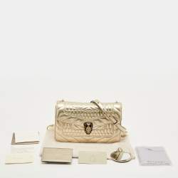 Pre Owned Bvlgari Gold Scaglie Leather Serpenti Forever Shoulder Bag