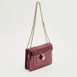 Pre Owned Bvlgari Serpenti Forever Small Burgundy Patent Leather Shoulder Bag