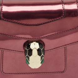 Pre Owned Bvlgari Serpenti Forever Small Burgundy Patent Leather Shoulder Bag