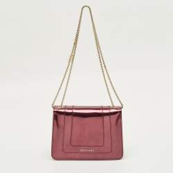 Pre Owned Bvlgari Serpenti Forever Small Burgundy Patent Leather Shoulder Bag