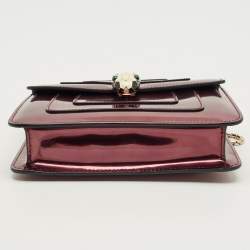 Pre Owned Bvlgari Serpenti Forever Small Burgundy Patent Leather Shoulder Bag