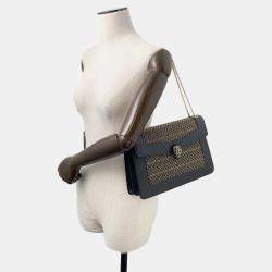 Pre Owned Bvlgari Serpenti Shoulder Bag Black/Gold Leather