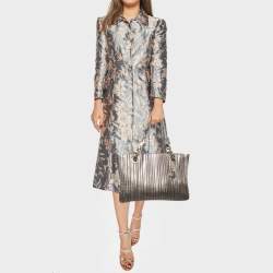 Pre Owned Bvlgari Monte Plisse Metallic Olive Green Leather Tote