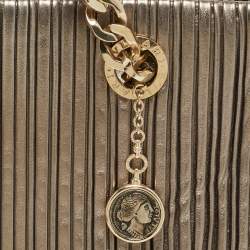 Pre Owned Bvlgari Monte Plisse Metallic Olive Green Leather Tote