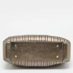 Pre Owned Bvlgari Monte Plisse Metallic Olive Green Leather Tote