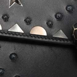 Pre Owned Bvlgari Serpenti Forever Black Embroidered Fabric and Leather Shoulder Bag