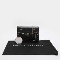 Pre Owned Bvlgari Serpenti Forever Black Embroidered Fabric and Leather Shoulder Bag