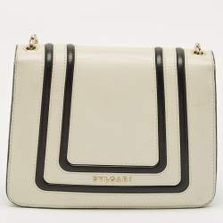 مملوكة مسبقًا Bvlgari Serpenti Forever Small Off White/Black Leather Shoulder Bag