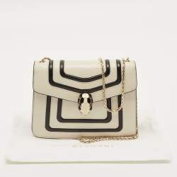 مملوكة مسبقًا Bvlgari Serpenti Forever Small Off White/Black Leather Shoulder Bag