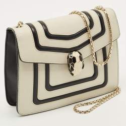 مملوكة مسبقًا Bvlgari Serpenti Forever Small Off White/Black Leather Shoulder Bag