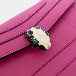 Pre Owned Bvlgari Pink Leather Serpenti Chain Shoulder Bag