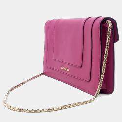 Pre Owned Bvlgari Pink Leather Serpenti Chain Shoulder Bag