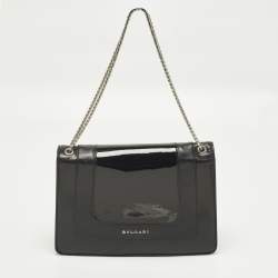 مملوكة مسبقًا Bvlgari Serpenti Forever Medium Black Mixed Leather Shoulder Bag