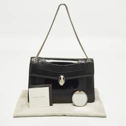 مملوكة مسبقًا Bvlgari Serpenti Forever Medium Black Mixed Leather Shoulder Bag