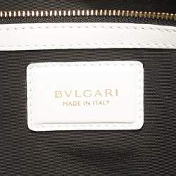 Pre Owned Bvlgari Scaglie Serpenti Light Green/White Karung and Leather Tote