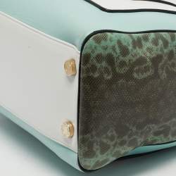Pre Owned Bvlgari Scaglie Serpenti Light Green/White Karung and Leather Tote