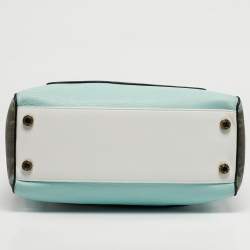 Pre Owned Bvlgari Scaglie Serpenti Light Green/White Karung and Leather Tote