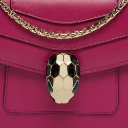 مملوكة مسبقًا حقيبة كتف بلغاري سيربنتي فورافر زرقاء تركواز جلد براءات صغيرة مع غطاء