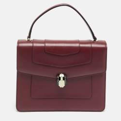 مملوكة مسبقًا Bvlgari Serpenti Forever Large Burgundy Leather Top Handle Bag