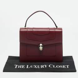 Pre Owned حقيبة بلغاري سيربنتي فوريڤر جلد عنابي كبير بيد علوية