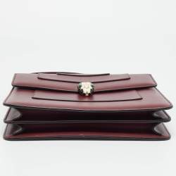 Pre Owned حقيبة بلغاري سيربنتي فوريڤر جلد عنابي كبير بيد علوية