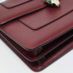 Pre Owned حقيبة بلغاري سيربنتي فوريڤر جلد عنابي كبير بيد علوية