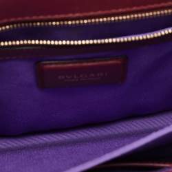 Pre Owned حقيبة بلغاري سيربنتي فوريڤر جلد عنابي كبير بيد علوية