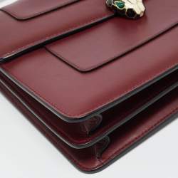 Pre Owned حقيبة بلغاري سيربنتي فوريڤر جلد عنابي كبير بيد علوية