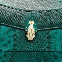 مملوكة مسبقًا Bvlgari Serpenti Forever Large Green Karung Leather Shoulder Bag