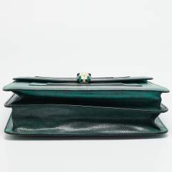 مملوكة مسبقًا Bvlgari Serpenti Forever Large Green Karung Leather Shoulder Bag