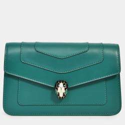 مملوكة مسبقًا Bvlgari Green Leather Serepenti Forever East-West Shoulder Bag