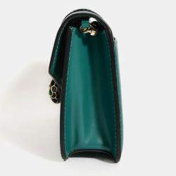 مملوكة مسبقًا Bvlgari Green Leather Serepenti Forever East-West Shoulder Bag