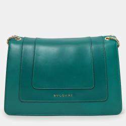 مملوكة مسبقًا Bvlgari Green Leather Medium Serpenti Forever Shoulder Bag
