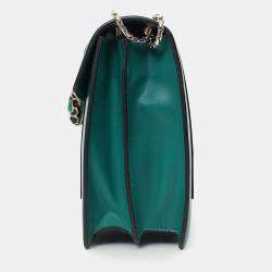 مملوكة مسبقًا Bvlgari Green Leather Medium Serpenti Forever Shoulder Bag