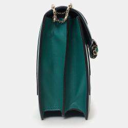 مملوكة مسبقًا Bvlgari Green Leather Medium Serpenti Forever Shoulder Bag