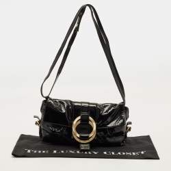 Pre Owned Bvlgari Chandra Black Patent Leather Shoulder Bag
