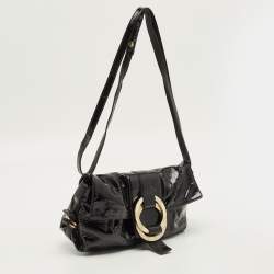 Pre Owned Bvlgari Chandra Black Patent Leather Shoulder Bag