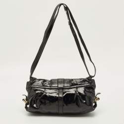 Pre Owned Bvlgari Chandra Black Patent Leather Shoulder Bag