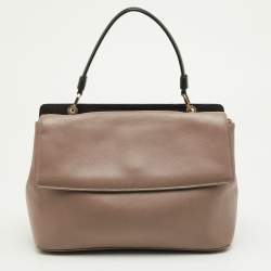 Pre Owned حقيبة بلغاري دويت جلد بني/بيج وجلد ثعبان بيد علوية