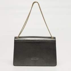 Pre Owned حقيبة كتف بلغاري سيربينتي فورايفر متوسطة جلد مختلط سوداء